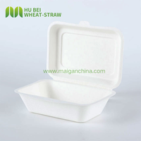 Boîte alimentaire rectangulaire jetable en bagasse de canne à sucre sans PFAS, 7x5 pouces, pour pique-nique, type clamshell