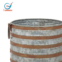 Ensemble de 2 pots de fleurs en métal galvanisé de 6,8 gallons pour la maison et le jardin