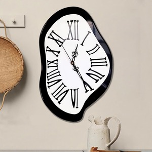 Modern <b>Melting</b> Wall <b>Clock</b> Silent Quartz Needle Display Acrylic Hanging <b>Clock</b> Black and White Living Room Decor - Product Image 6
