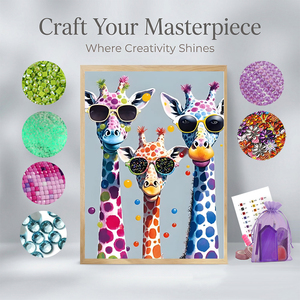 Peinture Diamant 5D DIY Girafes Cool pour Adultes Débutants, Motif Animal Complet, Image Rectangulaire Scintillante, Décoration Murale en Diamant - Product Image 2