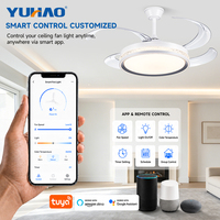 Ventilateur de plafond LED rétractable de 50 pouces avec télécommande pour hôtellerie, salon et salle à manger, fabrication OEM ODM