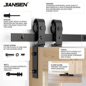 Herrajes para puertas corredizas plegables de acero al carbono de diseño moderno Kit de rieles para puertas corredizas de Granero plegables negras - Product Image 3