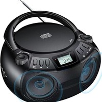 Reproductor de CD Portátil Multifuncional, Radio, Altavoz Doble, Entrada de Audio Estéreo, USB, Potencia de Salida de 12 W con Pantalla, Altavoz Inalámbrico