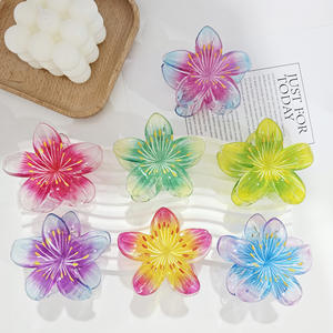 Qianjin yeni varış parlayan çiçek saç klipleri toptan yaratıcı aydınlık plastik kızlar için saç aksesuarları - Product Image 2