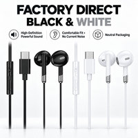 Earphone In-Ear Berkabel Tipe-C Kontrol Inline 3-Tombol Suara Jernih HiFi Tahan Air IPX-0 Kabel 1.2M Hitam Putih OEM ODM Grosir