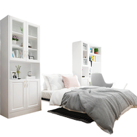 Lit invisible multifonctionnel sur mesure avec armoires de rangement et espace de bureau, design mural Murphy pour gagner de la place