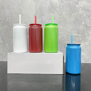 Entrepôt USA 16oz rouge vert brillant sublimation gobelets vierges tasse sous vide en acier inoxydable canette de soda avec paille pour cadeau de noël - Product Image 6