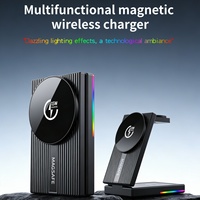 Support de charge sans fil rapide 4 en 1, station de charge pliable verticale avec lumière nocturne, support de téléphone portable type C