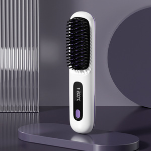 Brosse lissante chauffante sans fil portable pour bébé, anti-brûlure, avec peigne intégré, pour cheveux raides, rechargeable, vente en gros - Product Image 1