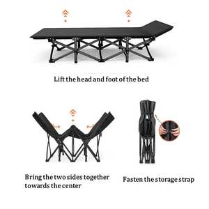 Lit de camping pliable en métal moderne certifié pour l'extérieur et la chambre à coucher - Product Image 3