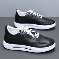 Chaussures en Cuir Basses Décontractées d'Automne Design Professionnel Rehaussantes en PU Souple Imperméables à Lacets et Maille Respirante