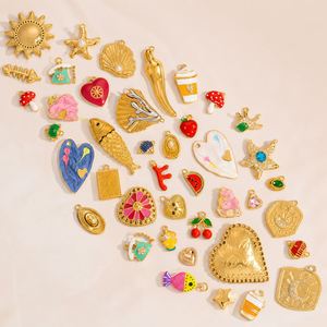 Pendentif géométrique classique personnalisé unisexe pour enfants, en acier inoxydable plaqué or 18 carats, breloque de bikini DIY inaltérable, tendance - Product Image 6