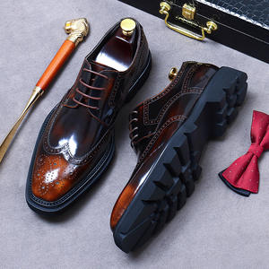 Zapatos Oxford de Cuero Genuino con Suela Gruesa y Elevada para Hombre, Diseño Elegante con Cordones, Grabado Brillante y Antideslizante - Product Image 5