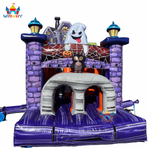 Location de château gonflable pour parcours d'obstacles sur le thème de la ferme de citrouilles d'Halloween - Grand modèle lumineux en PVC, capacité de 20 personnes, garantie de 3 ans |   WINWAY - Product Image 2