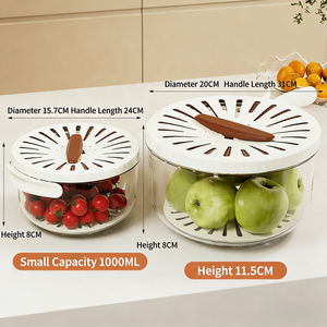 Recipiente de Cocina Multifuncional Creativo de Doble Capa de Plástico para Alimentos, Tazón para Lavar, Escurrir y Almacenar Frutas con Asa Plegable - Product Image 6