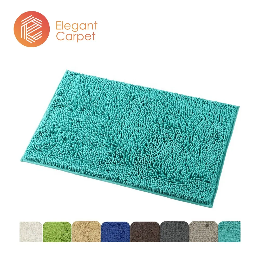 Custom lace polyester microfiber chenille anti skid bath mat bathroom