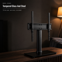 Support TV de table DS304 avec base en verre trempé, hauteur réglable, pivotant à 45 degrés, support métallique pour écrans de 32 à 55 pouces