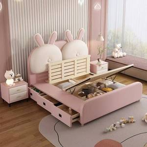 <span class=keywords><strong>Letto</strong></span> per Bambini Moderno in Stile Francese <span class=keywords><strong>con</strong></span> Design Semplice e Testiera Imbottita, <span class=keywords><strong>con</strong></span> Vano Contenitore - Product Image 3