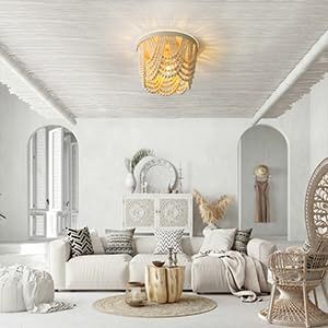 Antike rustikale Holz perlen 3-Licht Einbau Mini Kronleuchter böhmischen Stil Decke für Esszimmer Mädchen Zimmer Flur Mitte - Product Image 5