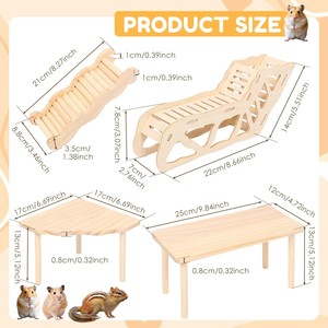 Kit de meubles pour hamster en bois naturel de qualité supérieure, avec plateformes surélevées, design tunnel et bords sécurisés pour favoriser la santé et le <span class=keywords><strong>bonheur</strong></span> - Product Image 4