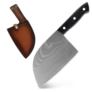 New Full Tang Gỗ Xử Lý Dày Ngoài Trời Săn Bắn Bếp Giết Mổ Bong Cleaver Da Vỏ Bọc Serbian Butcher Dao Để Bán - Product Image 1