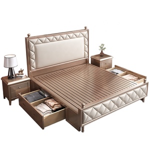 Meubles de chambre à coucher <span class=keywords><strong>en</strong></span> <span class=keywords><strong>bois</strong></span> de chêne massif, nouveau design, style américain, cadre de reine antique, design <span class=keywords><strong>moderne</strong></span>, avec rangement, <span class=keywords><strong>2020</strong></span> - Product Image 6