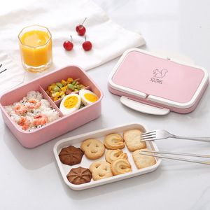 Yimei Rectangular Double Layer Plastic <b>Lunch</b> <b>Box</b> With Handle For Kids And Adults Solid Color Design - Product Image 3