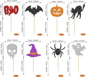 Adornos para Cupcakes de Halloween, Adornos Brillantes con Forma de Murciélago, Araña, <span class=keywords><strong>Calabaza</strong></span> y Fantasma para Baby Shower, Fiesta de Cumpleaños, Fiesta Temática de Halloween - Product Image 2
