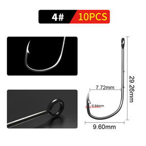 NOUVEAU 10Pcs Hameçons <span class=keywords><strong>de</strong></span> pêche Sharp Carbon Steel Hook Barbed Convient pour les crevettes Earthworm Soft Lure Larva Fishhooks For Beach Fishing - Product Image 4