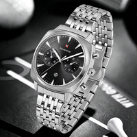 Montre à quartz NS Never Stop N985 pour homme, montre de haute qualité, étanche, avec date, aiguilles lumineuses, bracelet en acier inoxydable