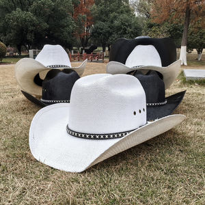 آلة نسج صلبة قرن طويل راعية البقر Cowgirl Countryman القش ورقة المكسيك حافة واسعة بانغورا Chapeau قبعة Sombreros - Product Image 1