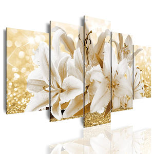Grande <span class=keywords><strong>Orchidée</strong></span> Dorée Imprimé Fleur Abstraite Décoration de Maison Panneau Photo toile peinture art mural - Product Image 5