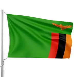 Bandeira Zâmbia Flying Flag, bandeira nacional da Zâmbia impressa de alta qualidade 3x5 pés 90x150 cm, 100% poliéster