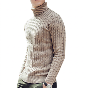 Men's Winter Crew <b>Neck</b> Solid Color Cotton Hand-Knitted Breathable Pullover <b>Sweater</b> Plus Size Anti-Shrink Character Pattern - Product Image 1