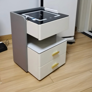 Comodino Smart di Lusso, Mobiletto da Comodino a 2 Cassetti con Ricarica Wireless, Luce LED e Serratura con Password - Product Image 4