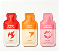 Sachets en aluminium avec encoche de déchirement, design personnalisé, pour gel énergétique au miel, sacs en plastique recyclables et pratiques, avec pelliculage mat, pour miel