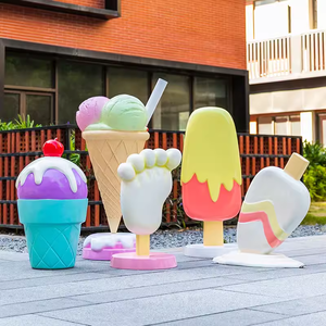 Escultura de Helado de Fibra de Vidrio, Escultura Pintada a Mano, Decoración de Centro Comercial, Escultura <span class=keywords><strong>Gigante</strong></span> de Conos de Helado para Exteriores, Escultura de <span class=keywords><strong>Donut</strong></span> - Product Image 1