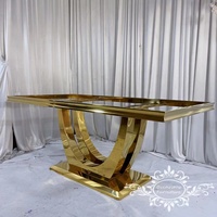 Table de salle à manger moderne dorée en acier inoxydable pour couple avec plateau en verre trempé, 8 places, pour la maison et l'hôtellerie