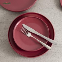 Assiettes en Grès Céramique en Gros, Bord Vertical Japonais Noir, Blanc, Rouge et Beige avec Fini Poli pour Restaurants et Hôtels – Plateaux de Service