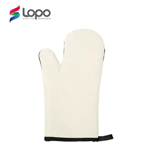 Atacado Sublimação Impressão Luvas De Cozimento De Linho Resistente Ao Calor Sublimação Em Branco Forno Mitt Com Remendo De Borracha