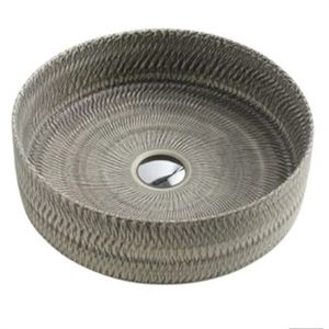 Lavabo de Cerámica Redondo para Sobre Encimera con Patrones Especiales Sin Desbordamiento - Product Image 1