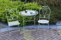 Chaise pliante en métal blanc décorative pour jardin extérieur HE-1315, chaise de bistrot pliante pour jardin extérieur, chaises en fer forgé
