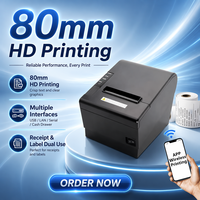 Impresora Térmica de Recibos POS de Escritorio de 80 mm con Cable USB, Compatible con Impresión de Etiquetas, Impresión de Facturas de Supermercado a 203 dpi