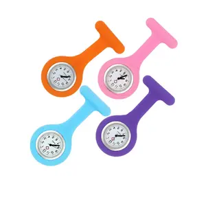 Популярные 15 видов цветов Кварцевые часы для медсестры, женские часы с нагрудным карманом, силиконовые подарочные карманные часы для медсестры