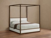 Lit à baldaquin capitonné Darien en bois massif, design moderne et luxueux, durable, pour chambre principale, mobilier d'hôtel et de villa