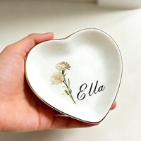 Plateau de présentation de bijoux en céramique en forme de cœur, style minimaliste moderne, 10 cm, pour la vente transfrontalière