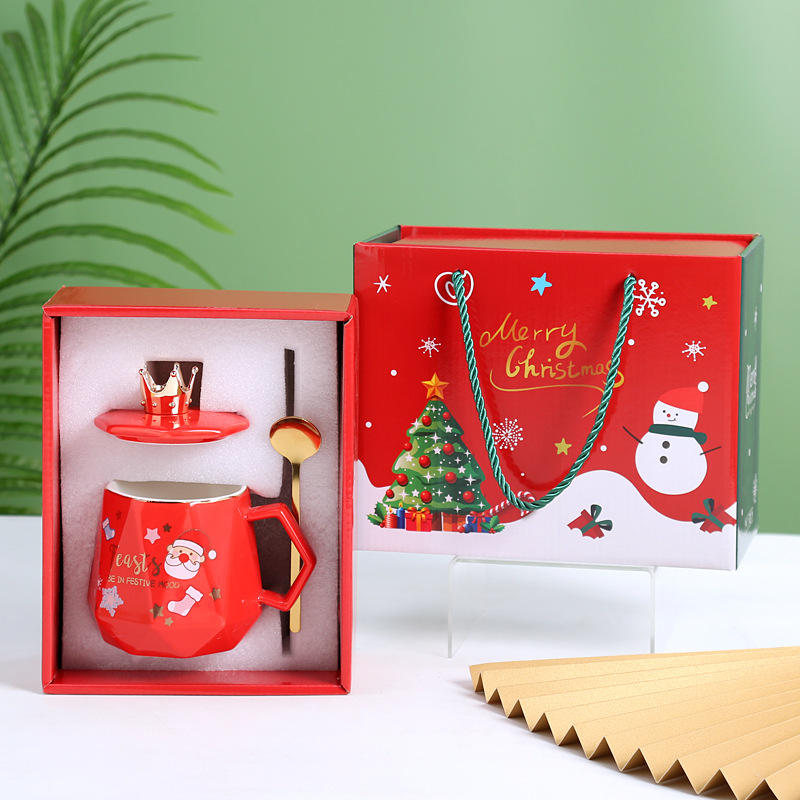 ถ้วยเพชรคริสต์มาส-สีแดง-ปกและช้อน-กล่องของขวัญ