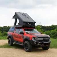 Tenda Atap Zentopia Berbahan Aluminium Honeycomb Segitiga, Cangkang Keras, Tahan Air, Dilengkapi Tangga, untuk SUV 4x4 Off-Road, Empat Musim, Kapasitas 2-3 Orang