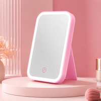 Miroir de maquillage LED à intensité variable, portable, à activation tactile, pliable, miroir de vanité de bureau, miroir cosmétique pour les voyages et la maison