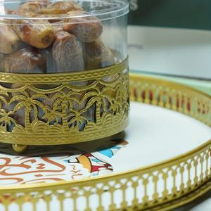 برطمان تخزين مزخرف حديث لرمضان والعيد مع زخرفة إسلامية من الحديد الملحوم وغطاء معدني وبلاستيكي للوجبات الخفيفة والتخزين العائلي - Product Image 4